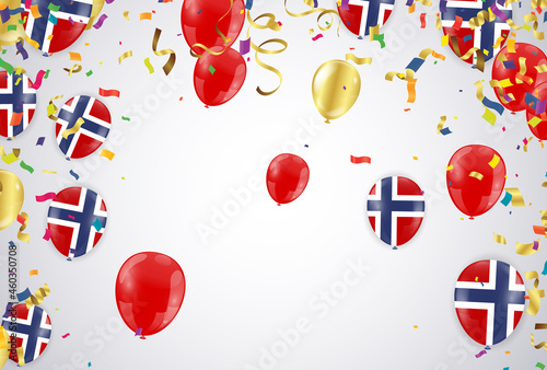 Norway Independence Day poster. Patriotic holiday. Norway balloons photo
