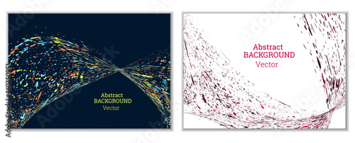 Multicolored paint splashes, smears, dust particles and debris are carried by the wind. A set of two templates. Design template for the design of banners, posters, booklets, covers, magazines. EPS 10