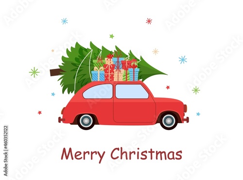 Car with Christmas tree
