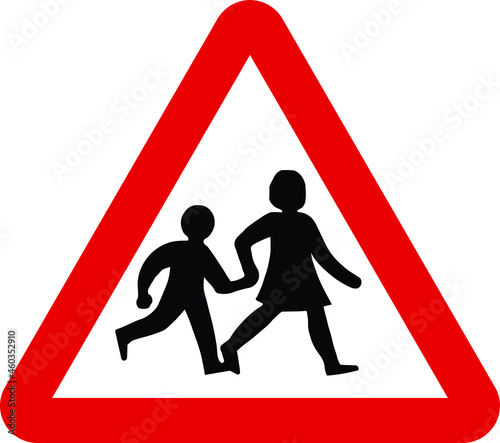 School Sign, UK children sign. School crossing