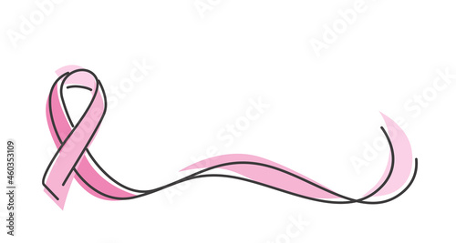 Pink ribbon breast cancer awareness symbol line design vector illustration