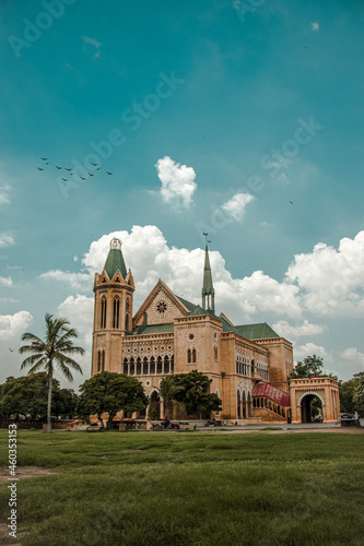 A beautiful picture of Frere Hall British Building on a Cloudy Day in karachi pakistan.