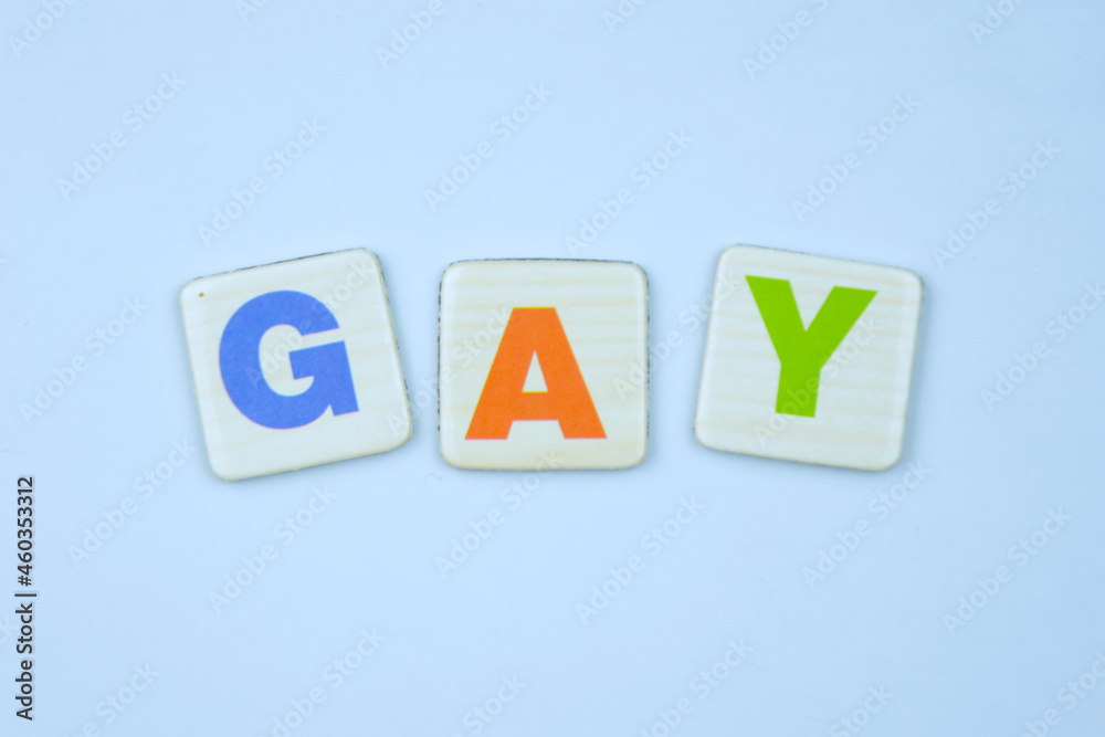 Colorful gay inscription made of squares with letters Colorful gay inscription made of squares with letters