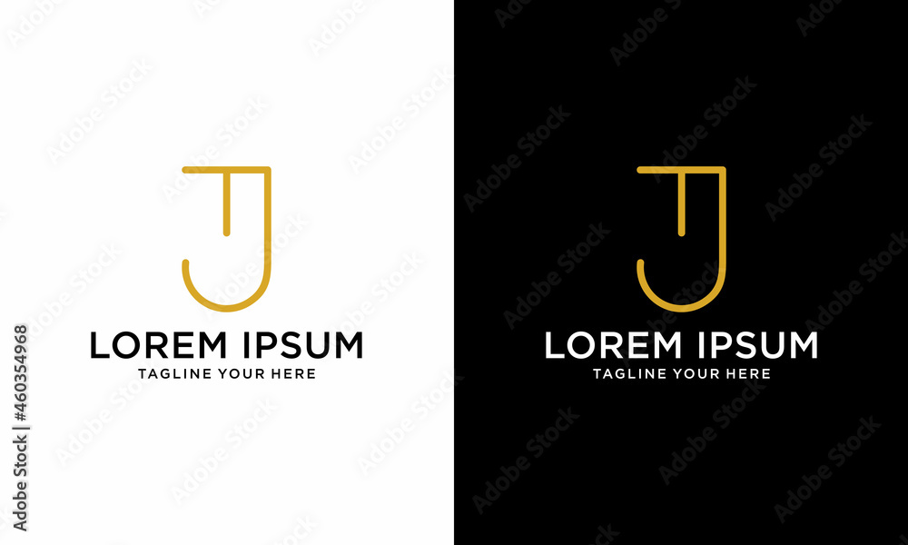 Elegant line curve vector logotype. Premium letter TJ logo design ...
