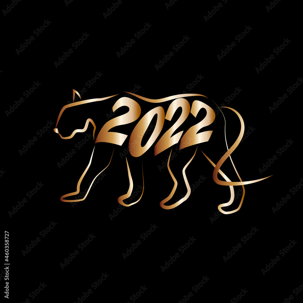 Happy New Year 2022. Year of the tiger according to the eastern lunar calendar. Happy new year greeting card