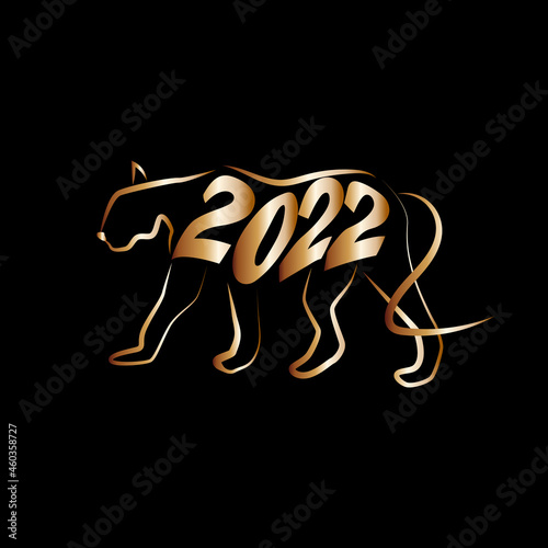 Obraz na płótnie Happy New Year 2022. Year of the tiger according to the eastern lunar calendar. Happy new year greeting card w salonie
