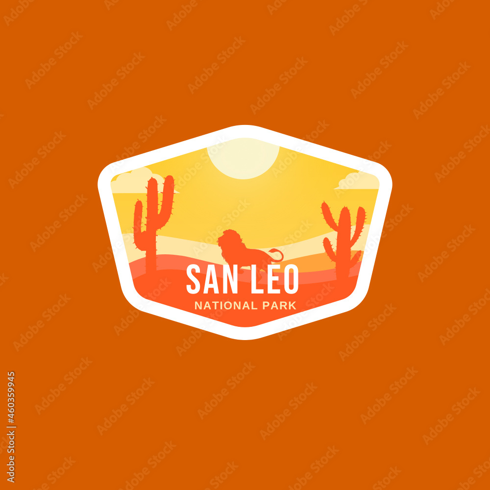 Badge logo of San Leo National Park in hot colours! - obrazy, fototapety, plakaty 