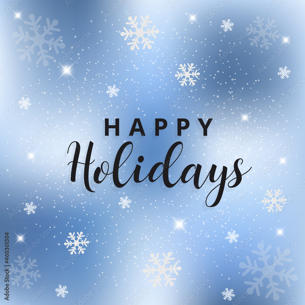 Happy Holidays lettering with snowflakes.