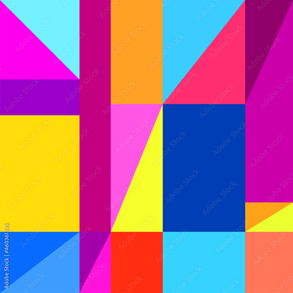 Retro geometric background. Colorful template. Vector illustration