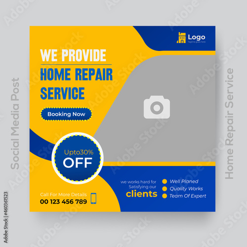 House Home Repair Handyman Social Media Instagram Facebook Post Design Template