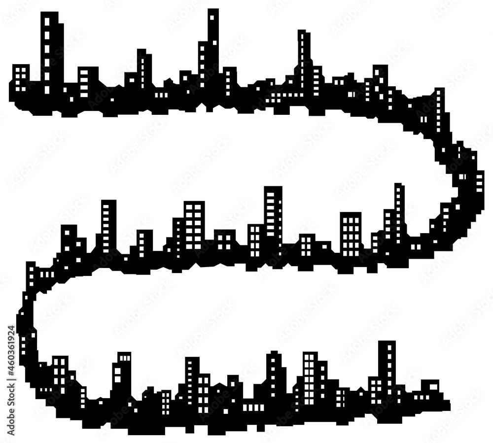 Naklejka premium Skyline City Snaking Silhouette
