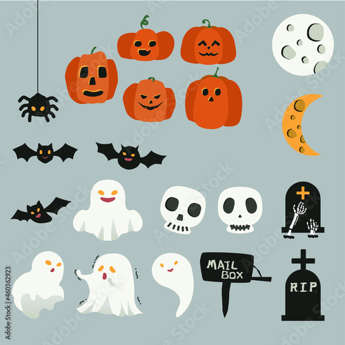 Cute halloween doodle elements