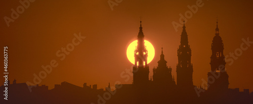 Catedral de Santiago en la puesta de sol photo