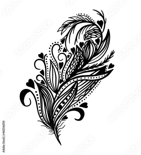 Abstract beautiful graphic monochrome pen. Vector illustration