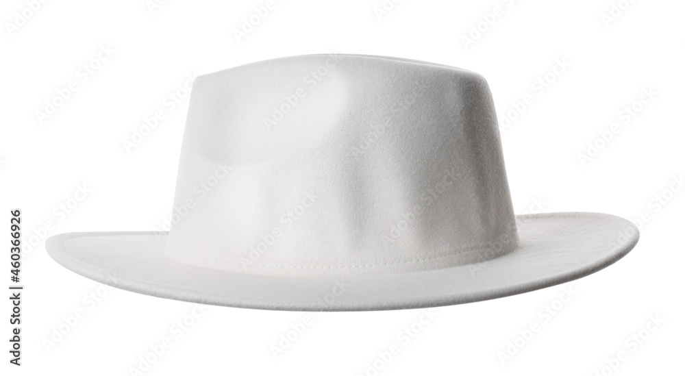 Stylish hat isolated on white. Trendy headdress Stylish hat isolated on white. Trendy headdress