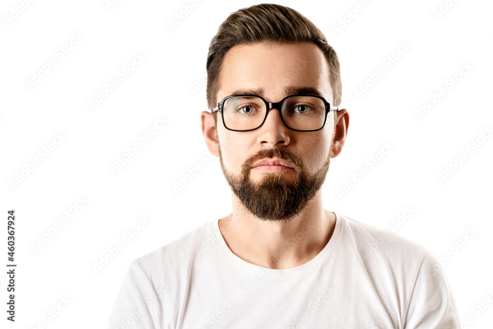 Young and handsome bearded man wearing eyeglasses Young and handsome bearded man wearing eyeglasses