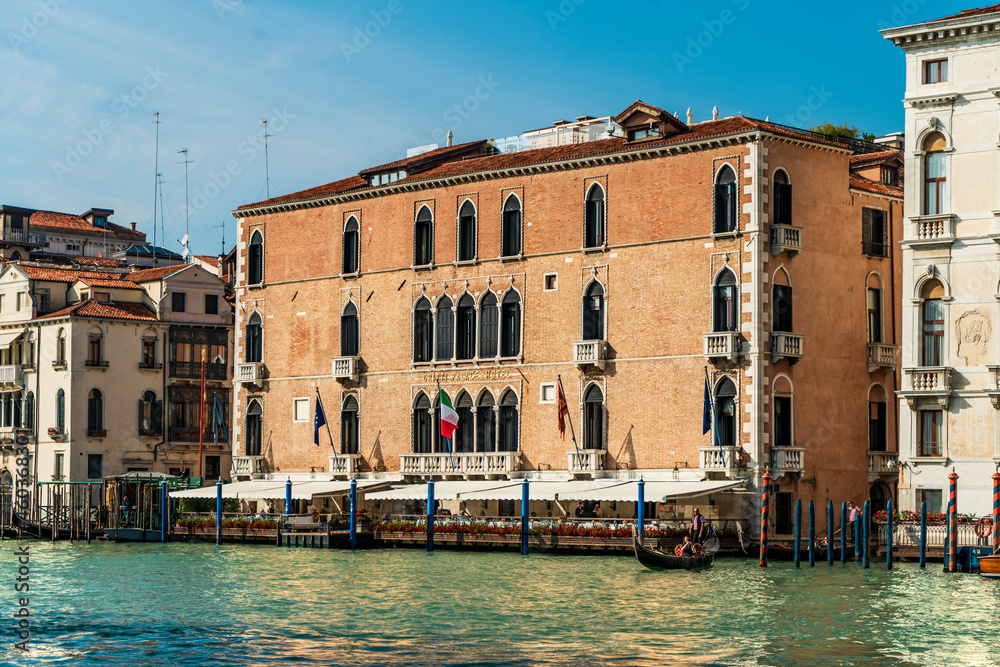 Palazzo Pisani Gritti overlooking Canal Grande, built in the 14th century in  Venetian Gothic style, now a luxury hotel, in Venice, Veneto region, Italy