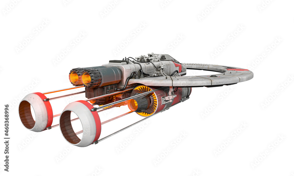 spaceship cool view on white background spaceship cool view on white background