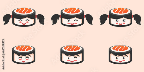 Cute little girl and boy sushi collection