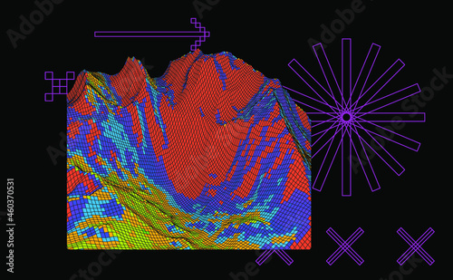 Trendy Data Moshing Pixelated Background.