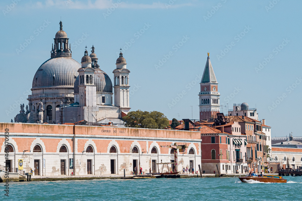 view of the architectural buildings of Venice from the Grand Canal
