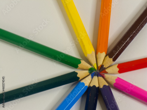Multi-colored pencils. Subject shooting.