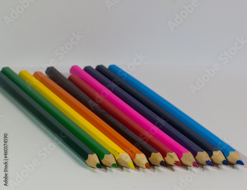Multi-colored pencils. Subject shooting.