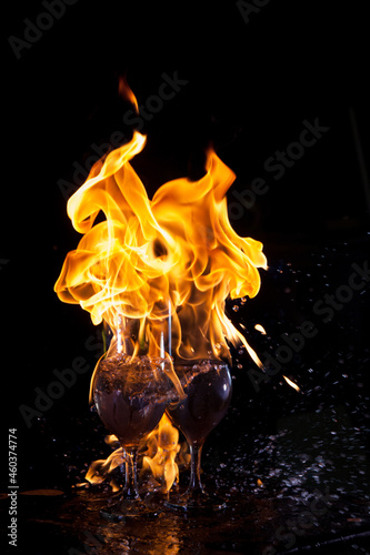 Two glasses and a flame