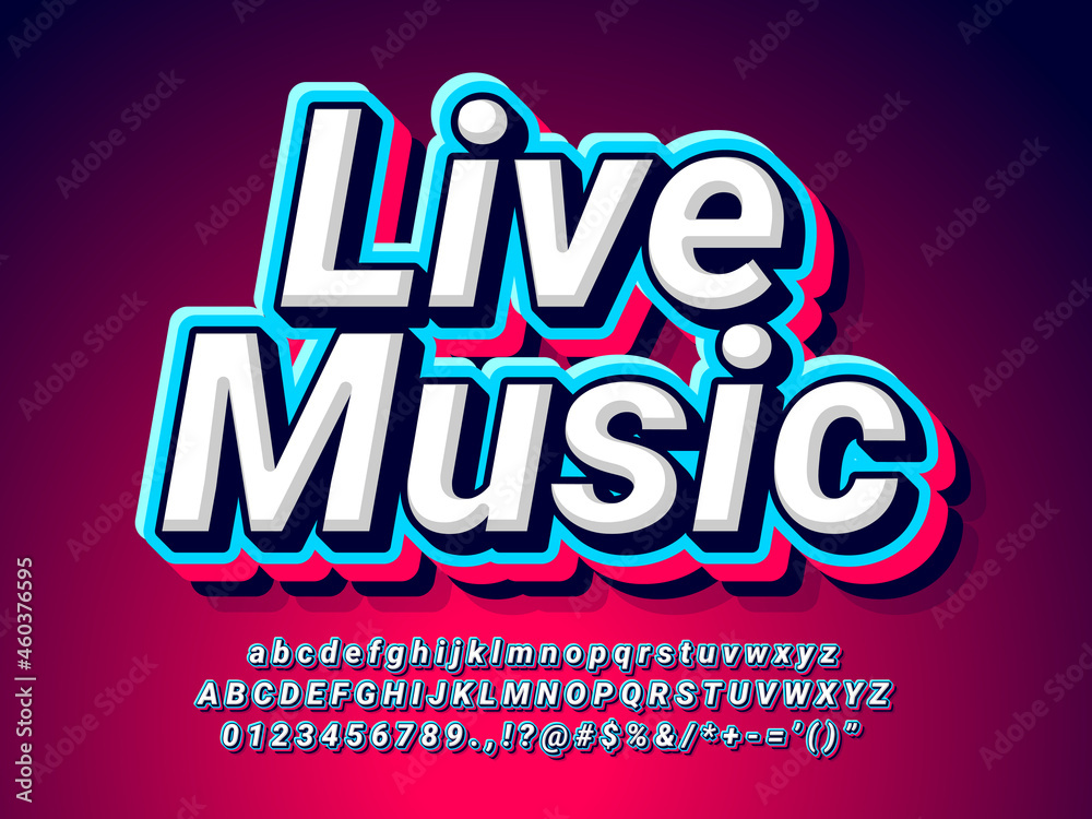 Live Music 3d Bold Stylized Text Effect Live Music 3d Bold Stylized Text Effect