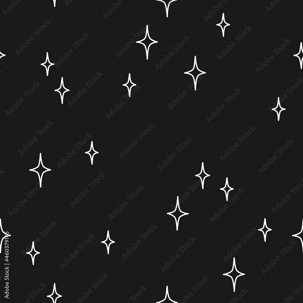 Hand drawn stars on a black background. Vector seamless pattern Hand drawn stars on a black background. Vector seamless pattern