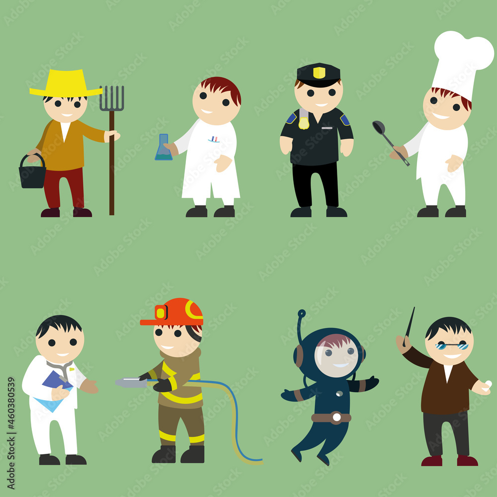 Vector set of people of different professions. Flat design illustration Vector set of people of different professions. Flat design illustration