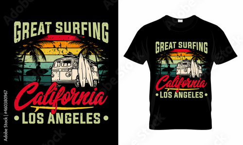 Surfing vintage retro t-shirt design