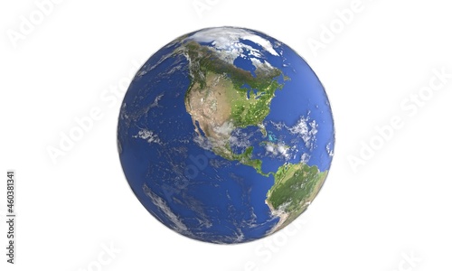 Close up view planet earth globe. World map on white background. Ideal for climate change, weather, globalization, environment