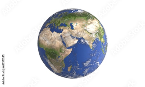 Close up view planet earth globe. World map on white background. Ideal for climate change, weather, globalization, environment
