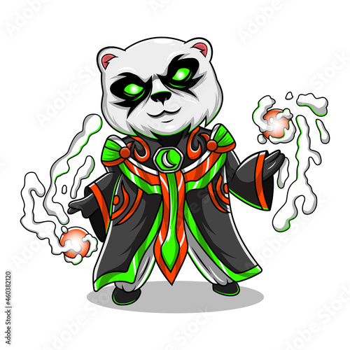 Panda mage chibi mascot logo