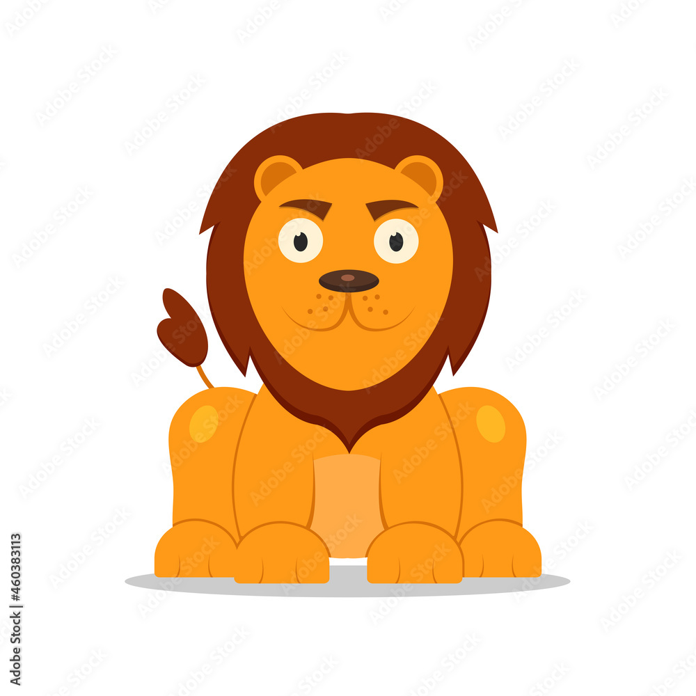 Obraz premium vector illustration cute lion isolated on white background