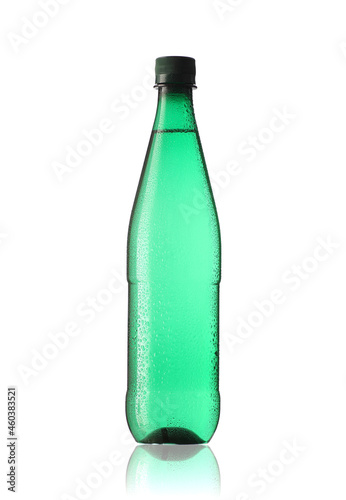 green plastic bottle in drops