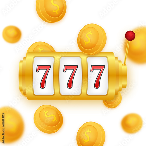 Golden coin jackpot win on gold background. Vector icon. Golden background. Casino jackpot.