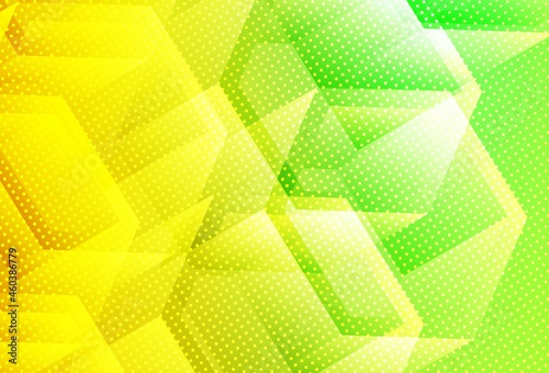 Light Green, Red vector background with set of hexagons.