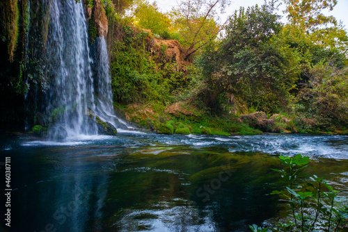 Fototapeta Naklejka Na Ścianę i Meble -  ANTALYA, TURKEY: Upper Duden Waterfall is called as Alexander Falls as well and 10 km far from the city center. Antalya
