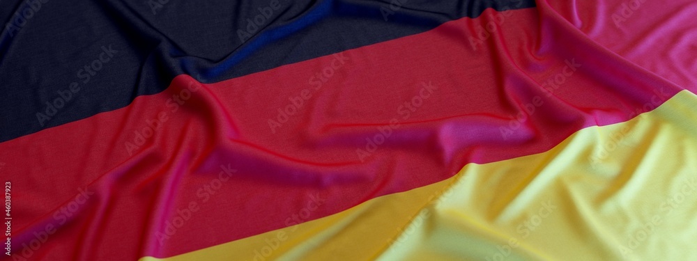 Flag of Germany made of fabric. 