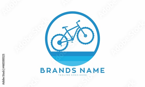 Mountain bicycle and sea vector logo