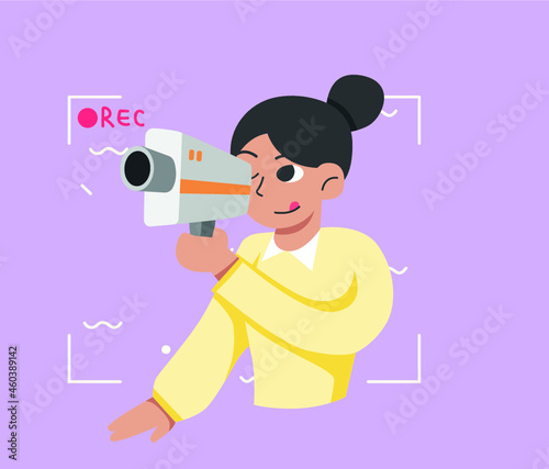 Girl films with her camera