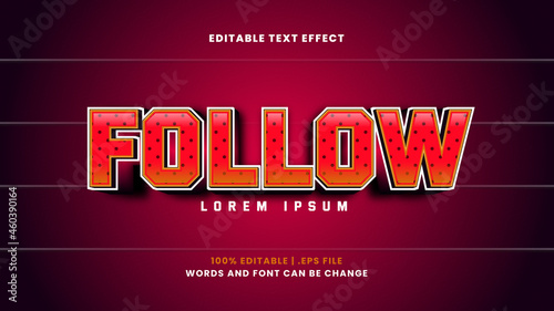 Follow editable text effect in modern 3d style
