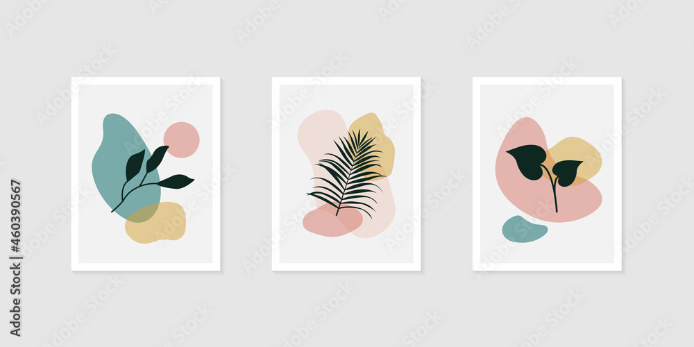 Wall art of botanical concept vector set. Abstract Plant Art design for print, cover, wallpaper. Vector illustration EPS 10