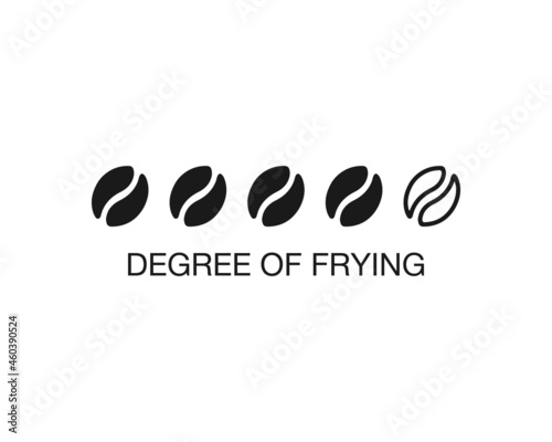 Indicator of level coffee degree of roasting. Coffee bean degree of frying scale isolated on white background. Vector EPS 10