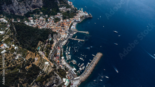 View of amalfi coast from drone.