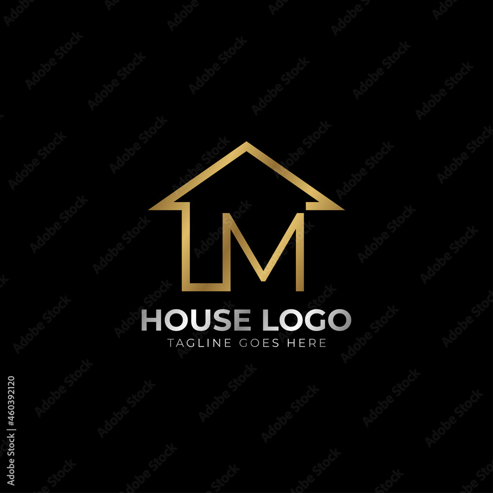 minimalist letter M luxurious house logo vector design for real estate, home rent, property agent minimalist letter M luxurious house logo vector design for real estate, home rent, property agent