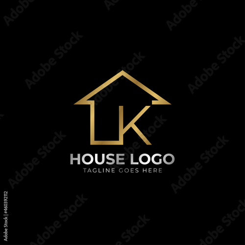 minimalist letter K luxurious house logo vector design for real estate, home rent, property agent