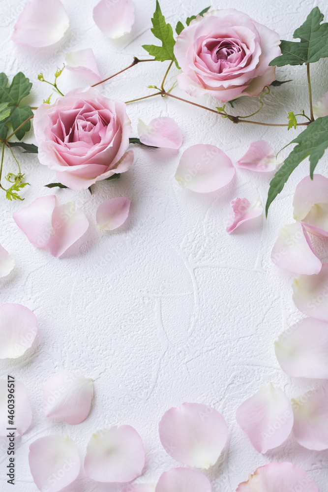 ピンクのバラの招待状 花の背景 Stock 写真 Adobe Stock